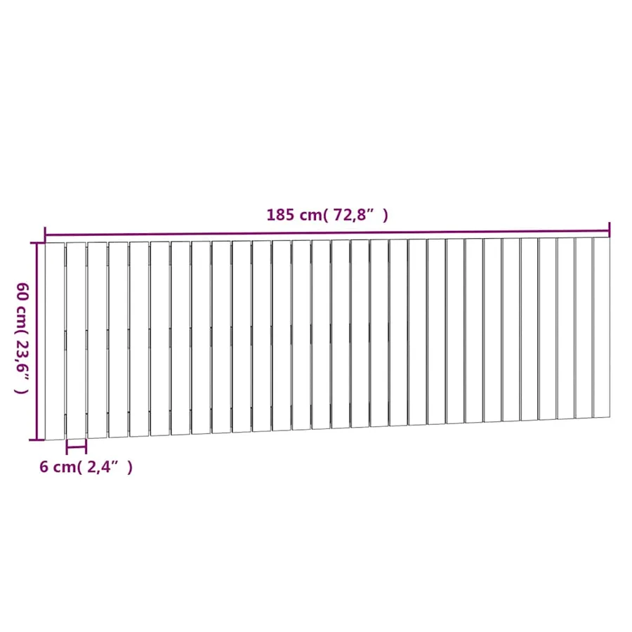 Tête de lit murale Noir 185x3x60 cm Bois massif de pin - 8