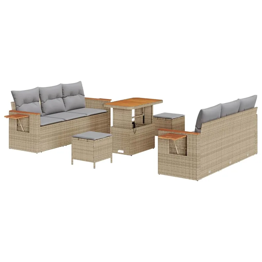Ensemble de canapé de jardin 11 pcs Beige et Gris clair - 2