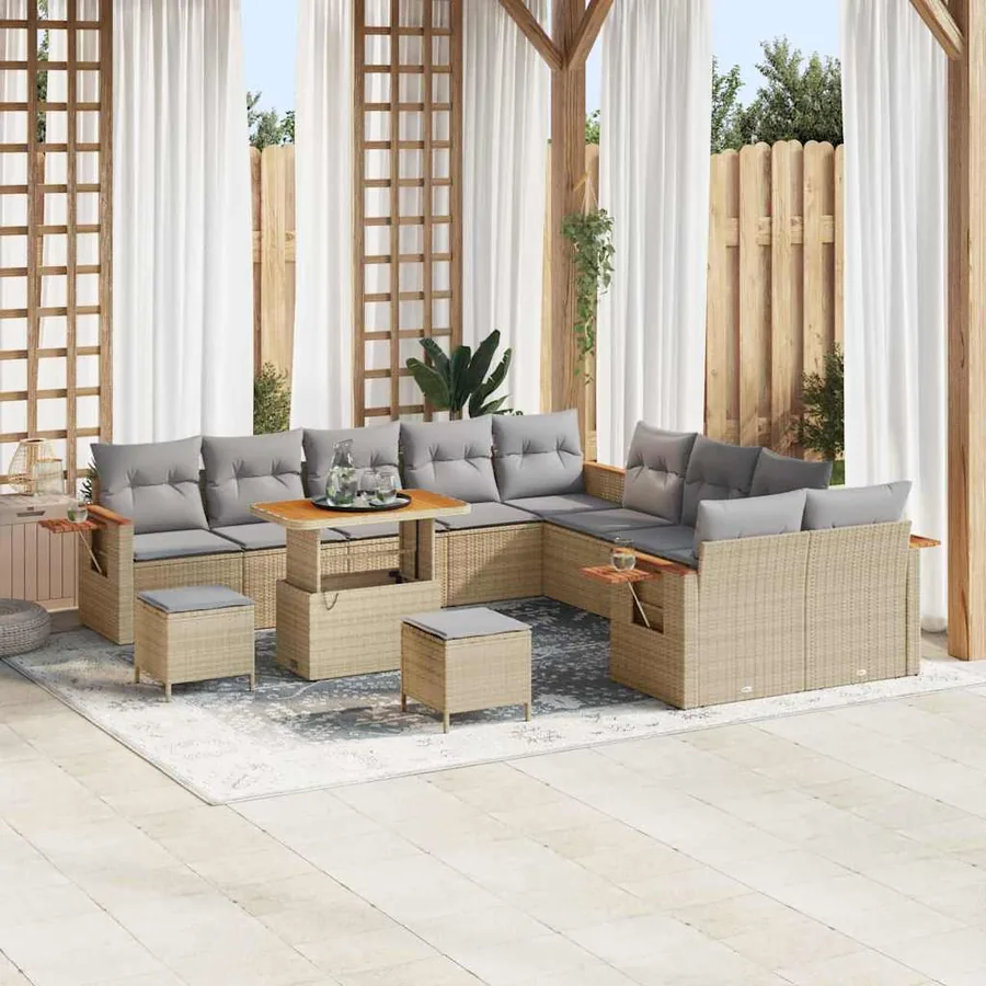 Ensemble de canapé de jardin 17 pcs Beige et Gris clair