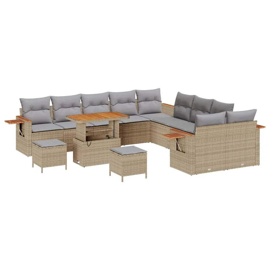 Ensemble de canapé de jardin 17 pcs Beige et Gris clair - 2