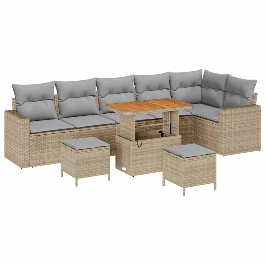 Ensemble de canapé de jardin 11 pcs Beige et Gris clair - 2