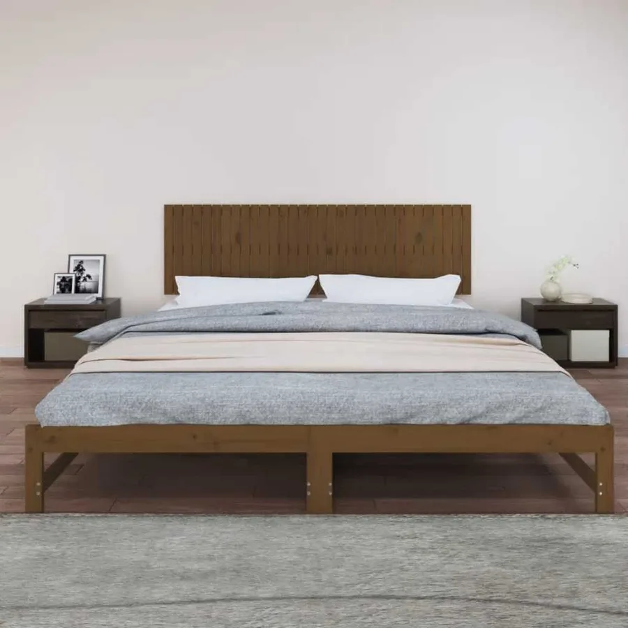 Tête de lit murale Marron miel 204x3x60 cm Bois massif de pin - 3