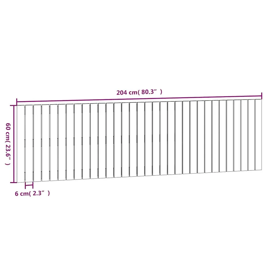 Tête de lit murale Marron miel 204x3x60 cm Bois massif de pin - 8