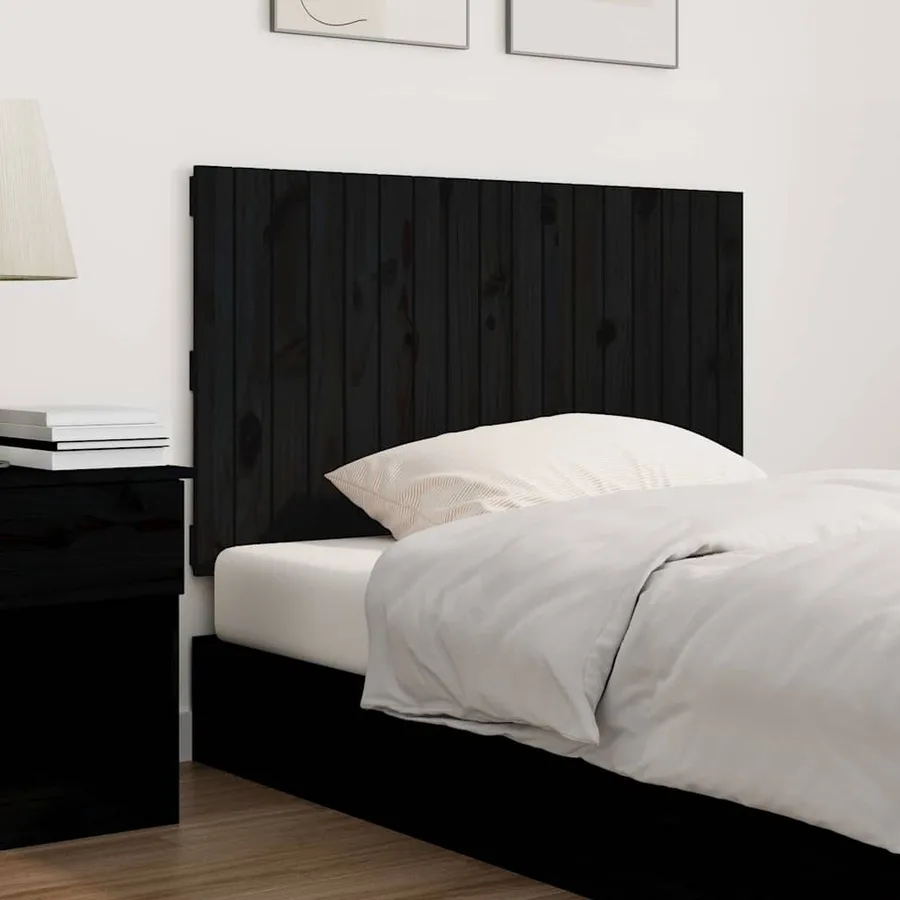 Tête de lit murale Noir 108x3x60 cm Bois massif de pin - 3