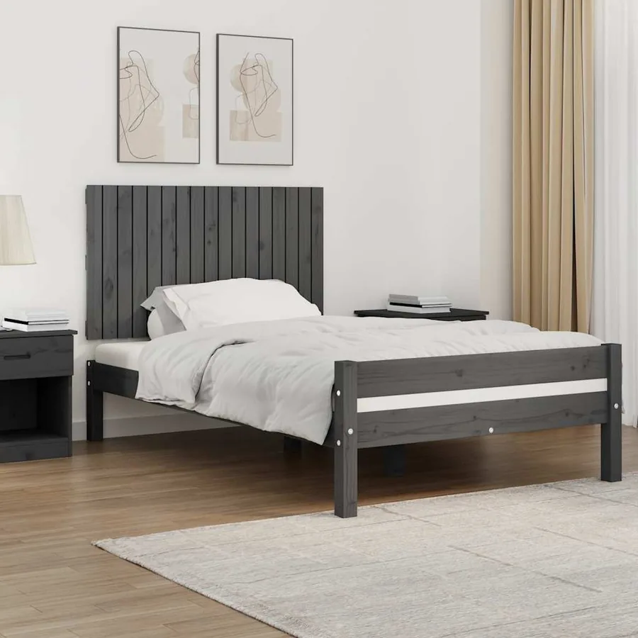 Tête de lit murale Gris 108x3x60 cm Bois massif de pin