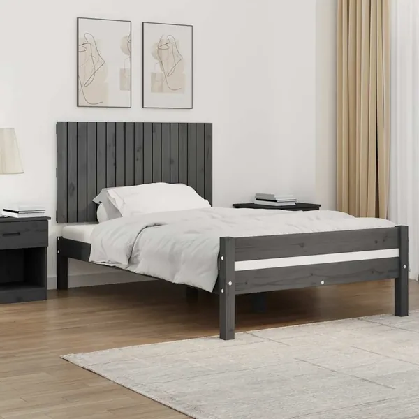 Tête de lit murale Gris 108x3x60 cm Bois massif de pin