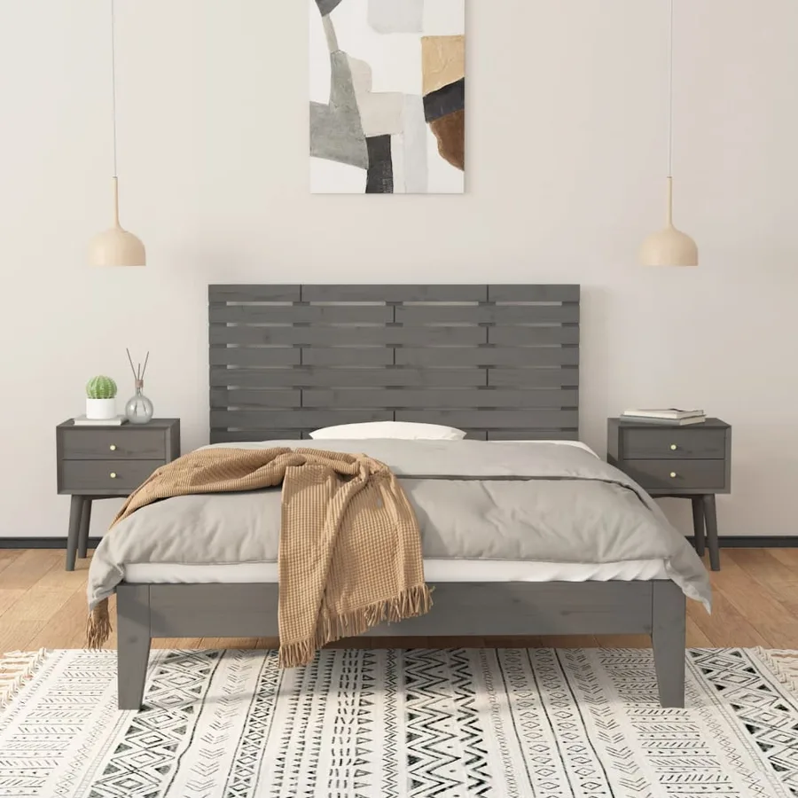 Tête de lit murale Gris 156x3x63 cm Bois massif de pin - 3