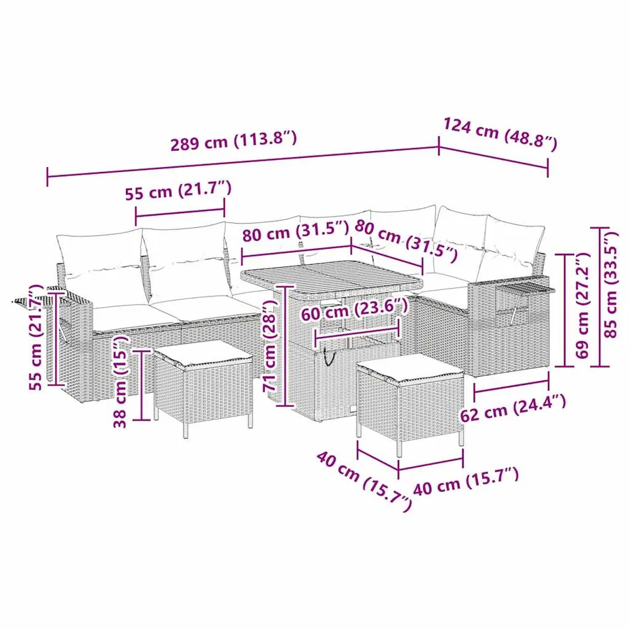 Ensemble de canapé de jardin 11 pcs Beige et Gris clair - 19