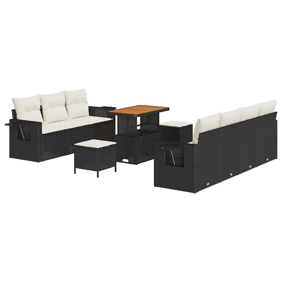 Ensemble de canapé de jardin avec coussin 10 pcs Noir et crème - 2