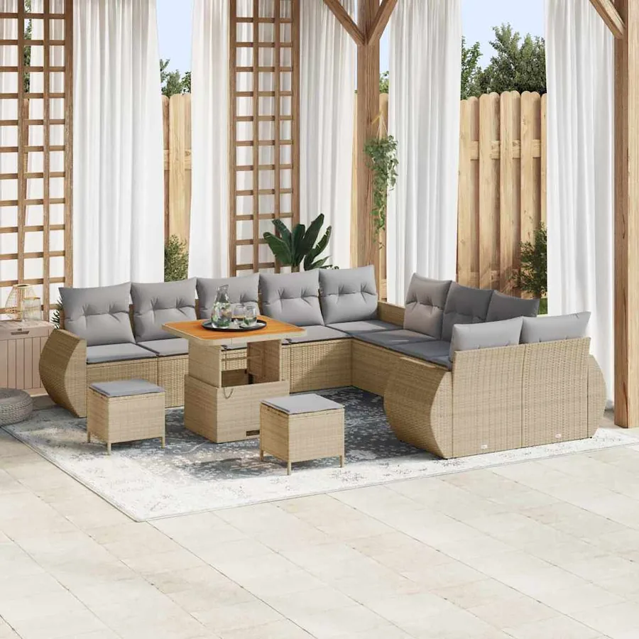 Ensemble de canapé de jardin 13 pcs beige et gris clair