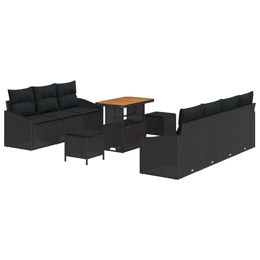 Ensemble de canapé de jardin avec coussin 10 pcs Noir - 2