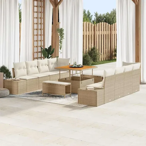 Ensemble de canapé de jardin Beige 100 x 100 x 71 cm Poly rotin