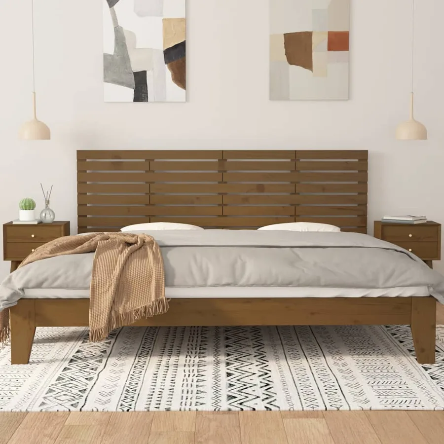 Tête de lit murale Marron miel 206x3x63 cm Bois massif de pin - 3