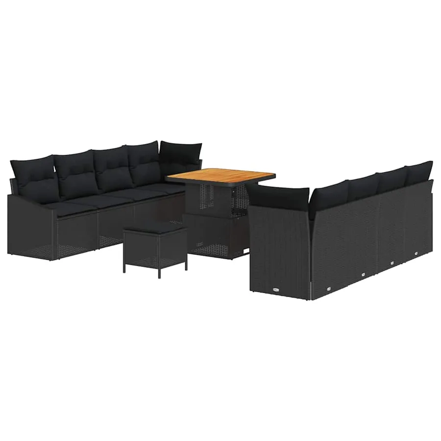 Ensemble de canapé de jardin avec coussin 11 pcs Noir - 2