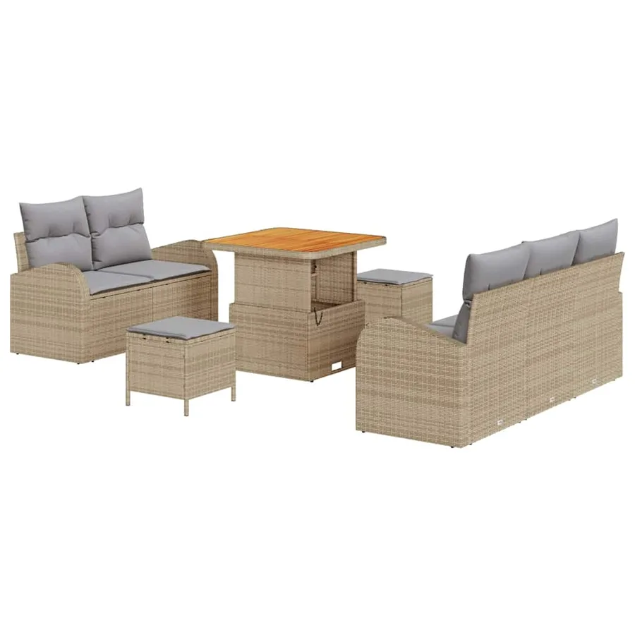 Ensemble de canapé de jardin 8 pcs Beige et Gris clair - 2