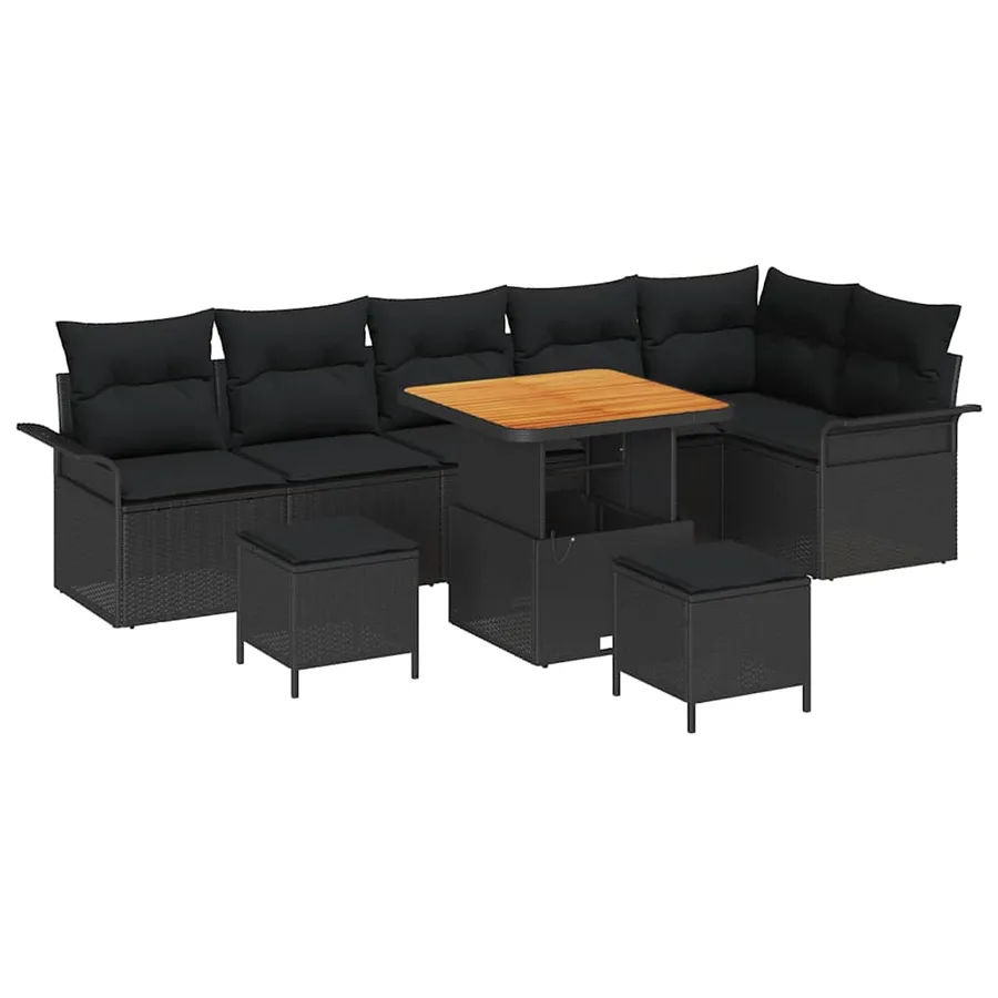 Ensemble de canapé de jardin avec coussin 9 pcs Noir - 2