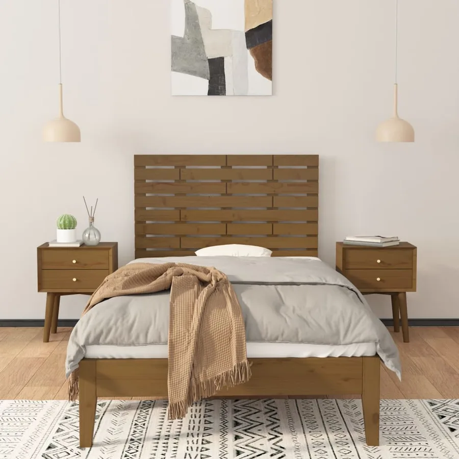 Tête de lit murale Marron miel 106x3x63 cm Bois massif de pin - 3