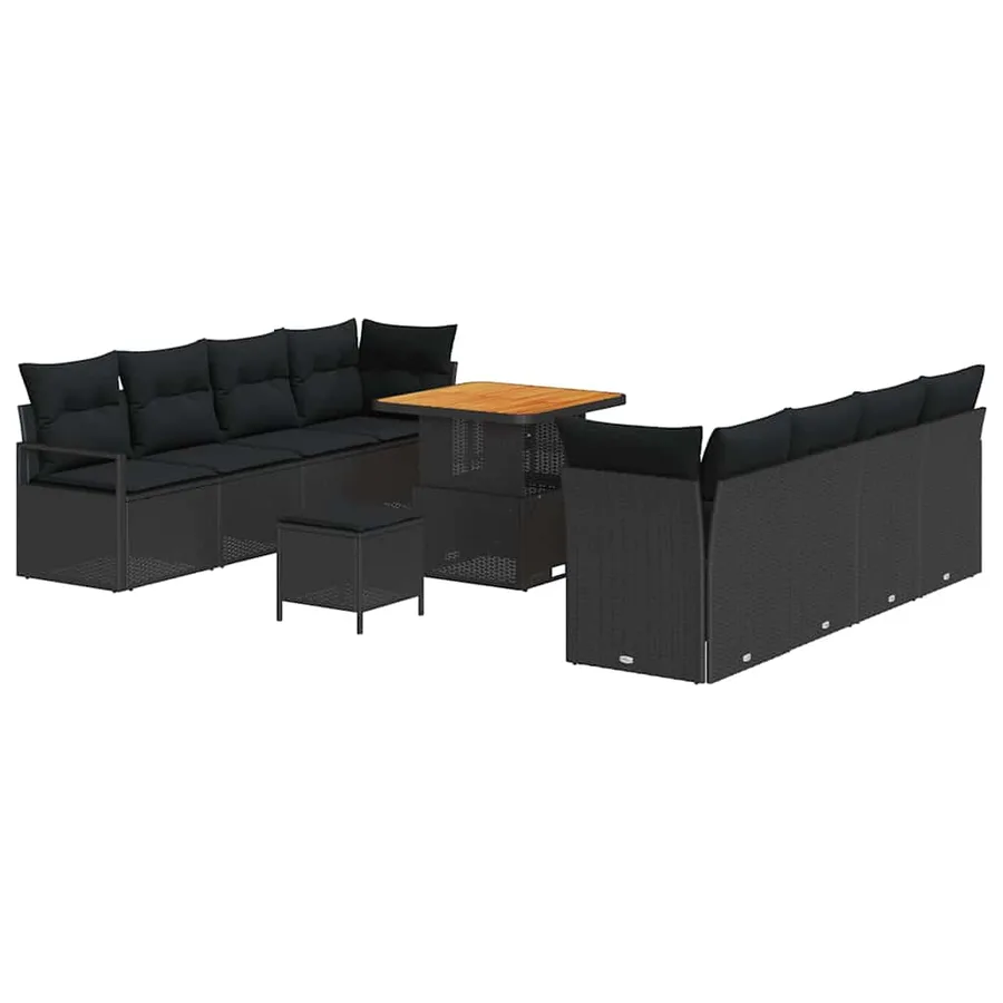 Ensemble de canapé de jardin avec coussin Noir 80 x 80 x 71 cm - 2