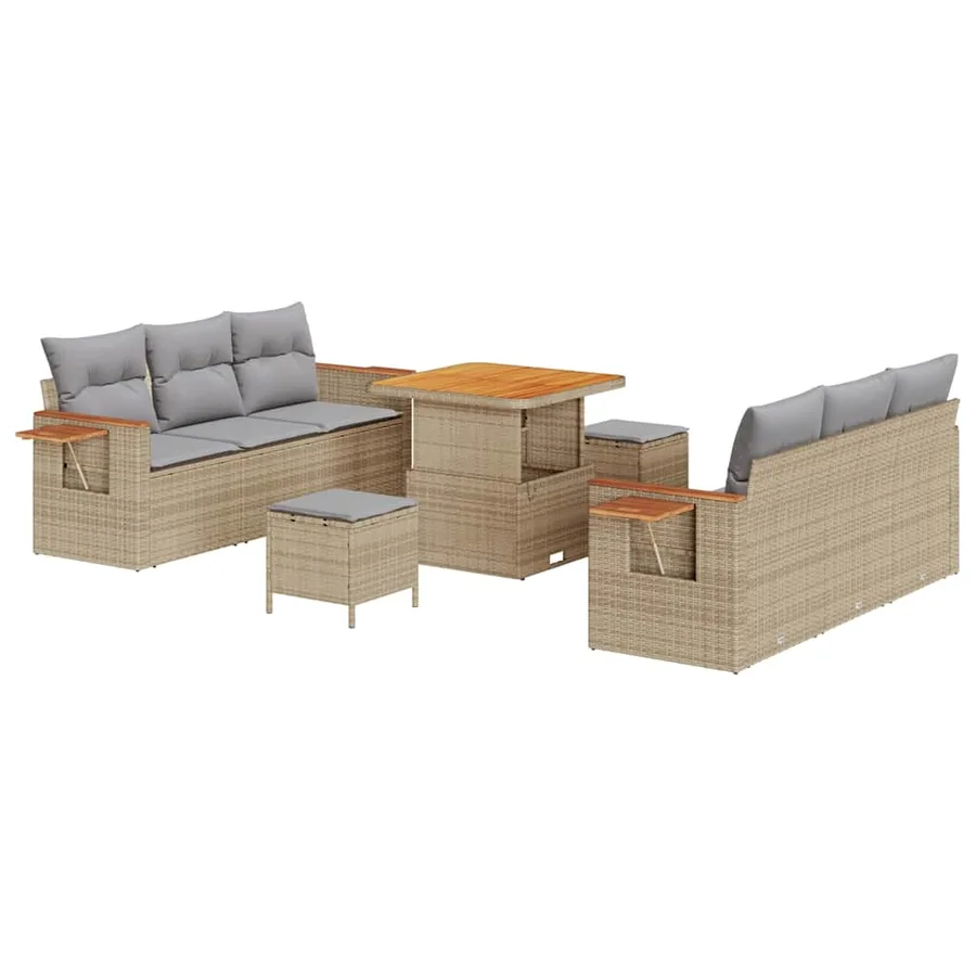 Ensemble de canapé de jardin 11 pcs Beige et Gris clair - 2