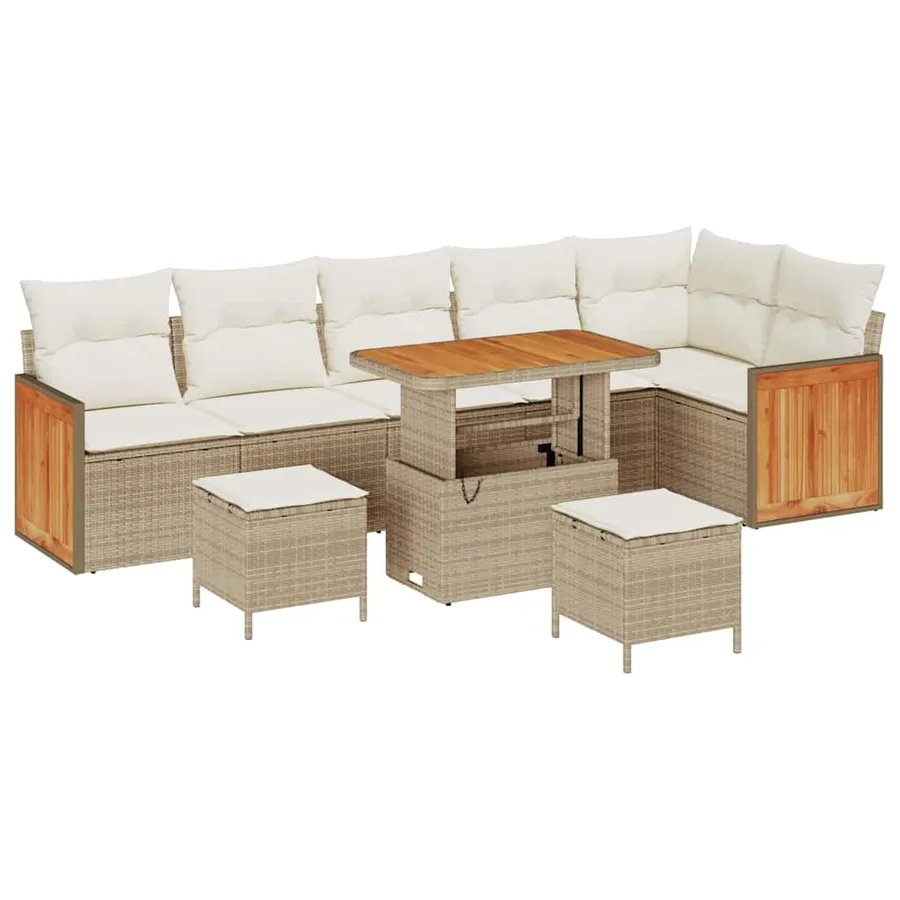 Ensemble de canapé de jardin 11 pcs Beige et crème polyrotin - 2