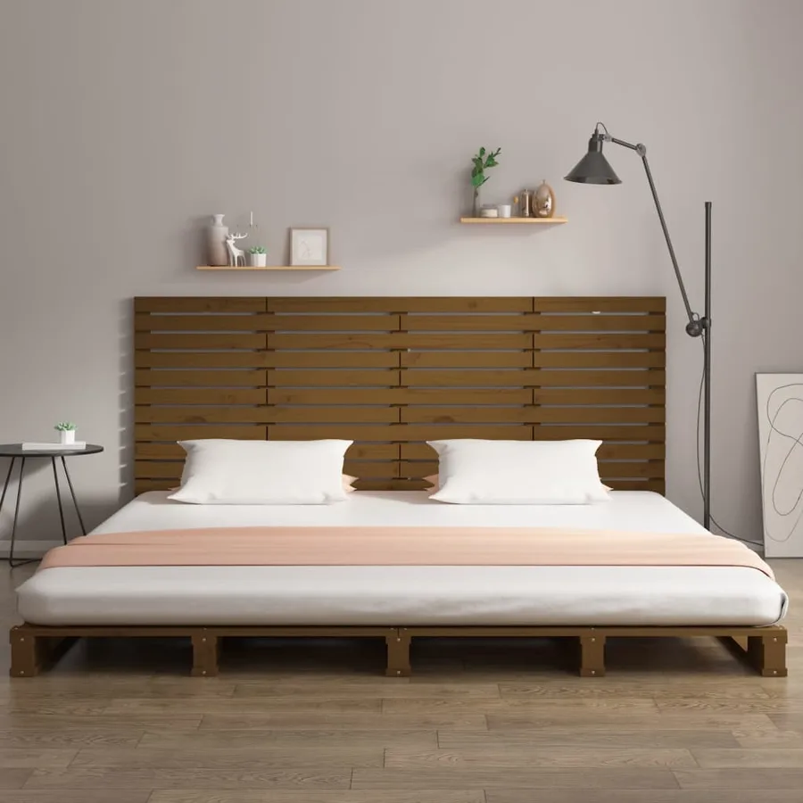 Tête de lit murale Marron miel 156x3x91,5 cm Bois massif de pin - 3