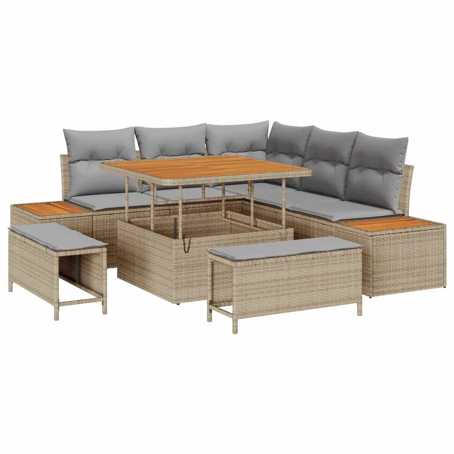 Ensemble de canapé de jardin 8 pcs Beige et Gris clair - 2