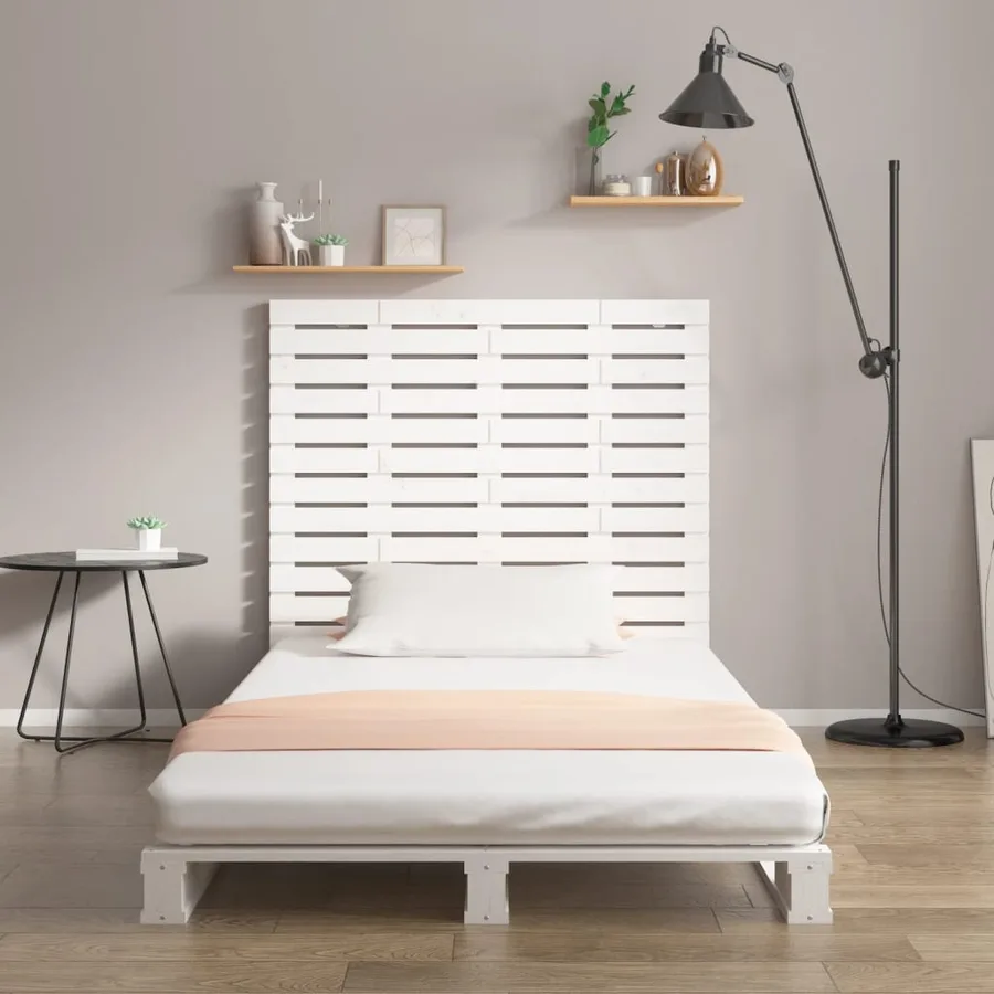 Tête de lit murale Blanc 126x3x91,5 cm Bois massif de pin - 3