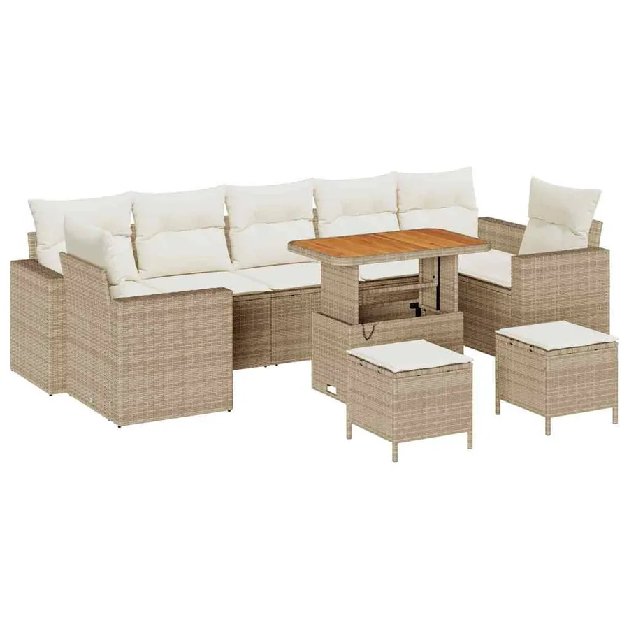 Ensemble de canapé de jardin 13 pcs Noir et Crème polyrotin - 2