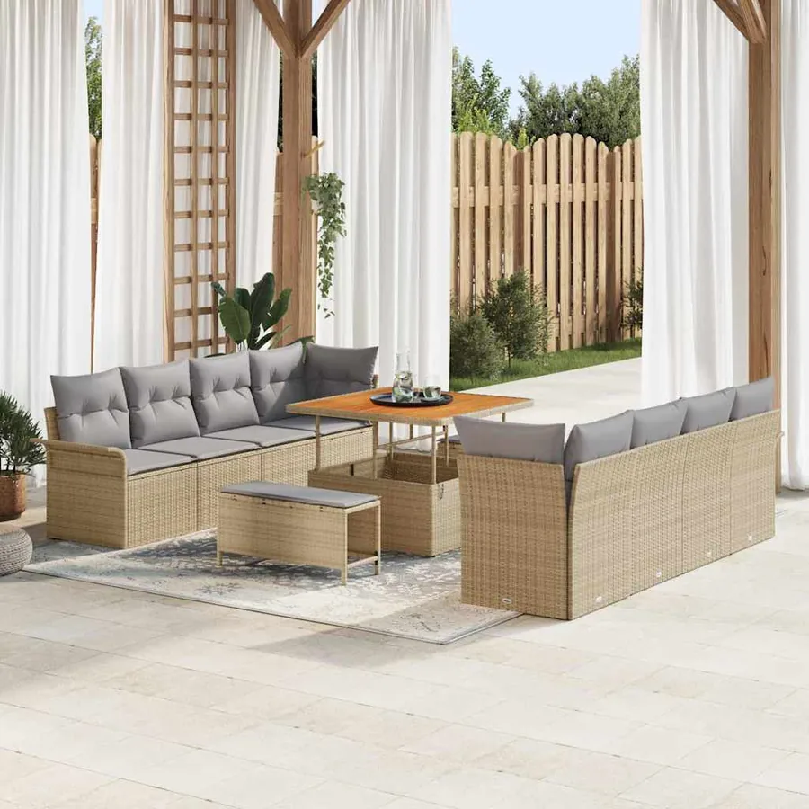 Ensemble de canapé de jardin avec coussin Beige et Gris clair