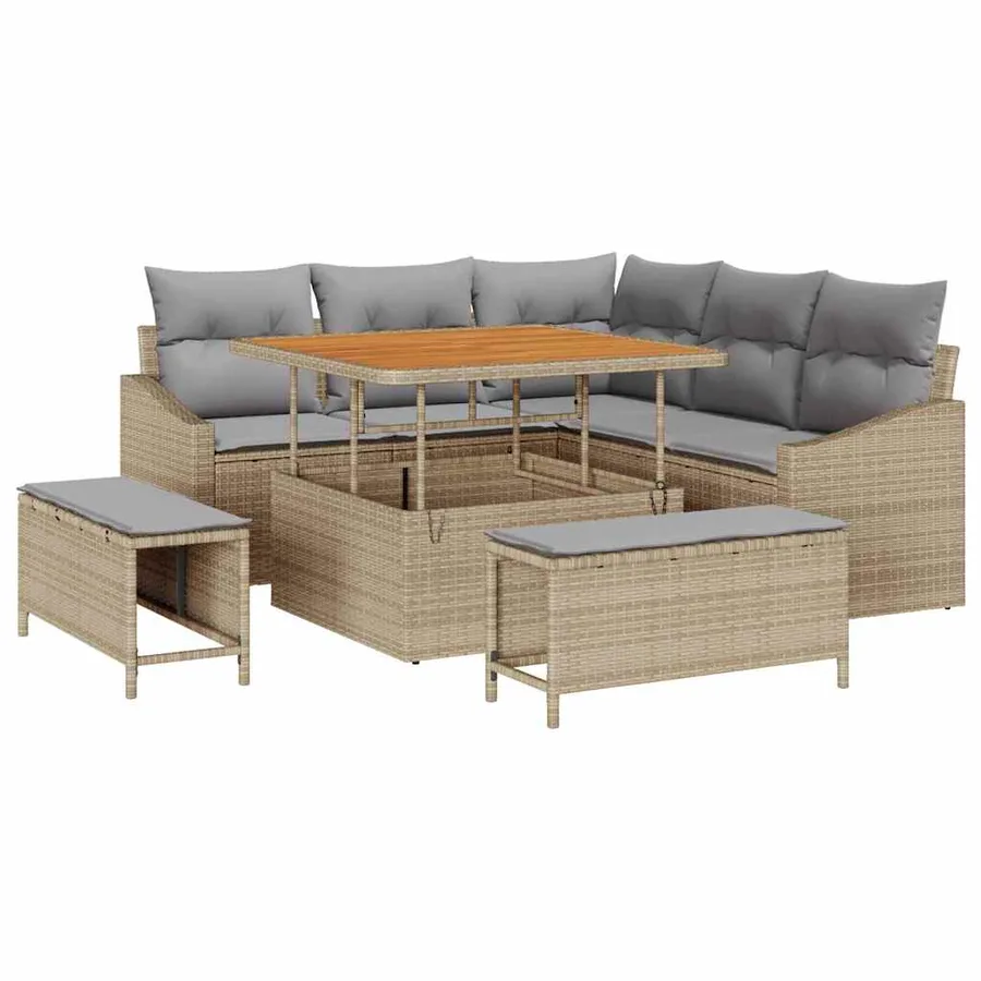 Ensemble de canapé de jardin 8 pcs Beige Poly rotin - 2