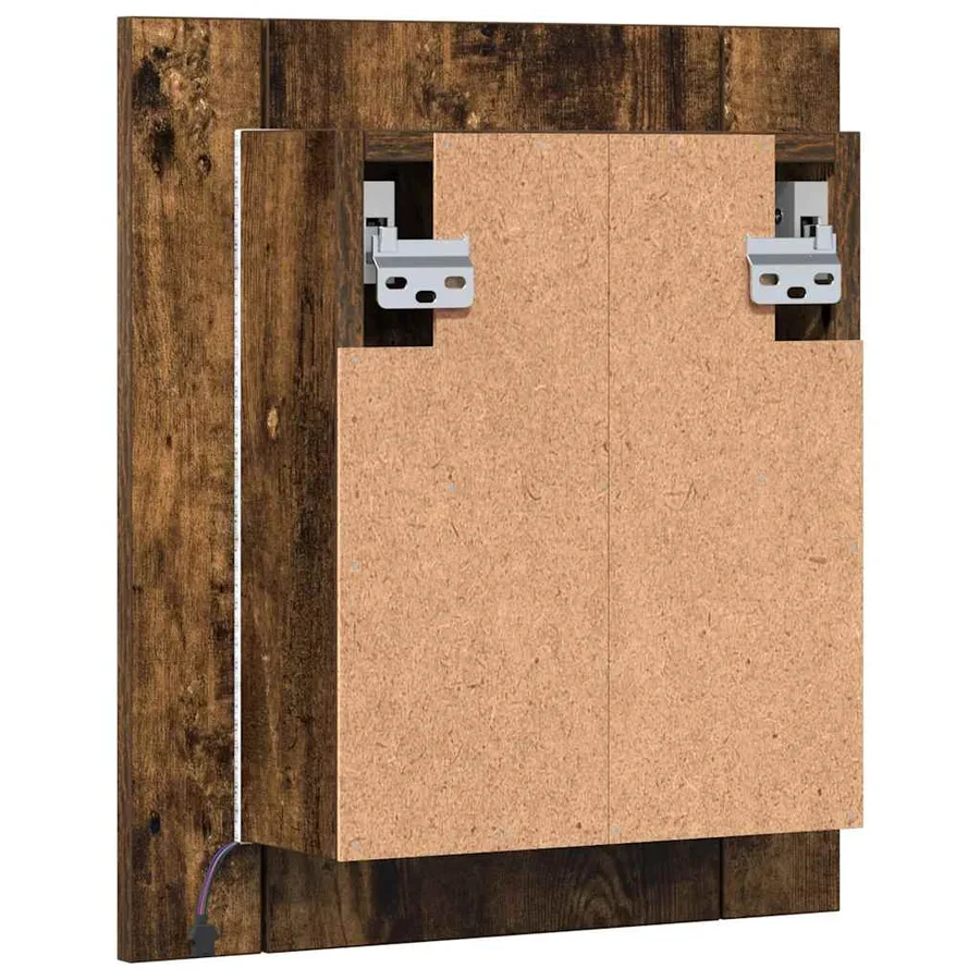 Armoire à miroir LED de salle de bain chêne fumé 40x12x45 cm - 10
