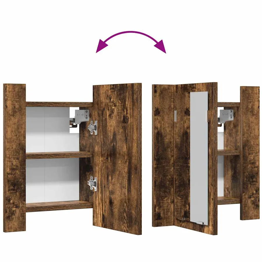 Armoire à miroir LED de salle de bain chêne fumé 40x12x45 cm - 11