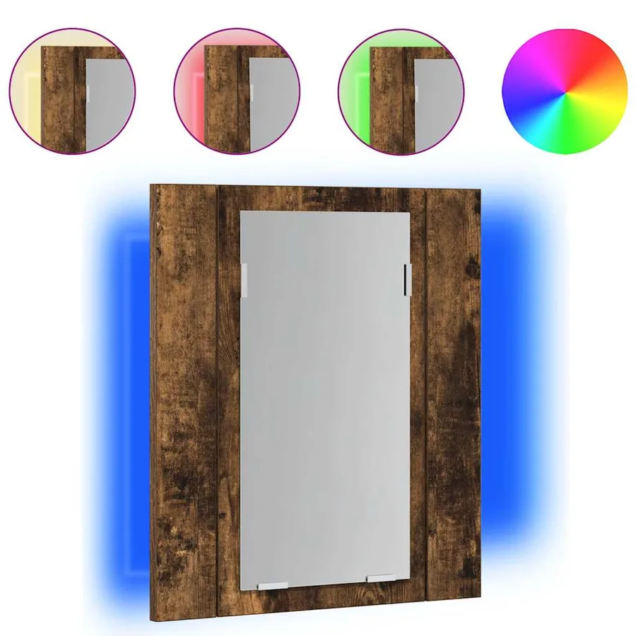 Armoire à miroir LED de salle de bain chêne fumé 40x12x45 cm - 2