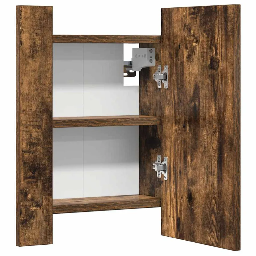 Armoire à miroir LED de salle de bain chêne fumé 40x12x45 cm - 8