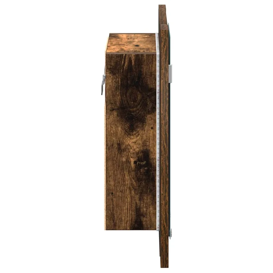 Armoire à miroir LED de salle de bain chêne fumé 40x12x45 cm - 9