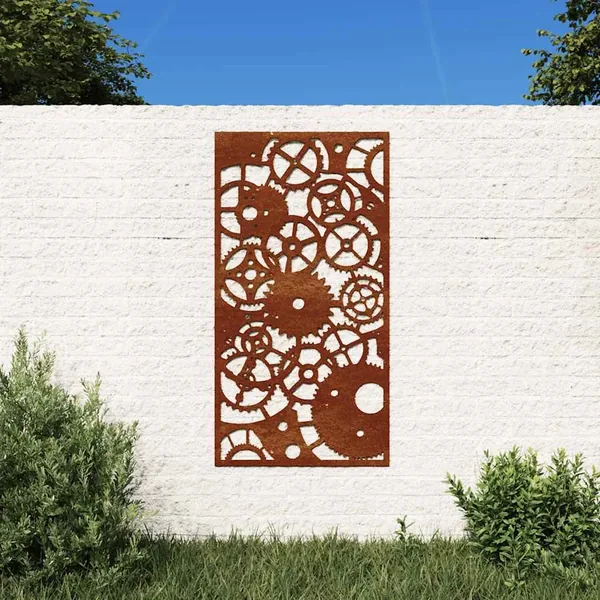 Décoration murale jardin 105x55 cm design de roue dentée