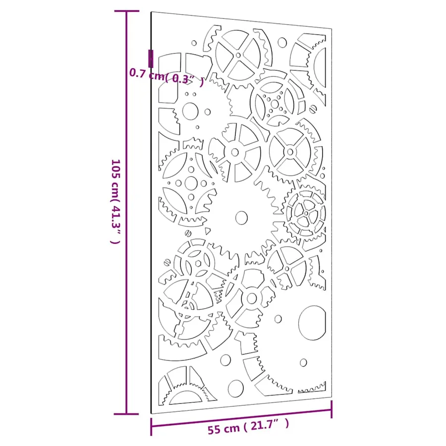 Décoration murale jardin 105x55 cm design de roue dentée - 9