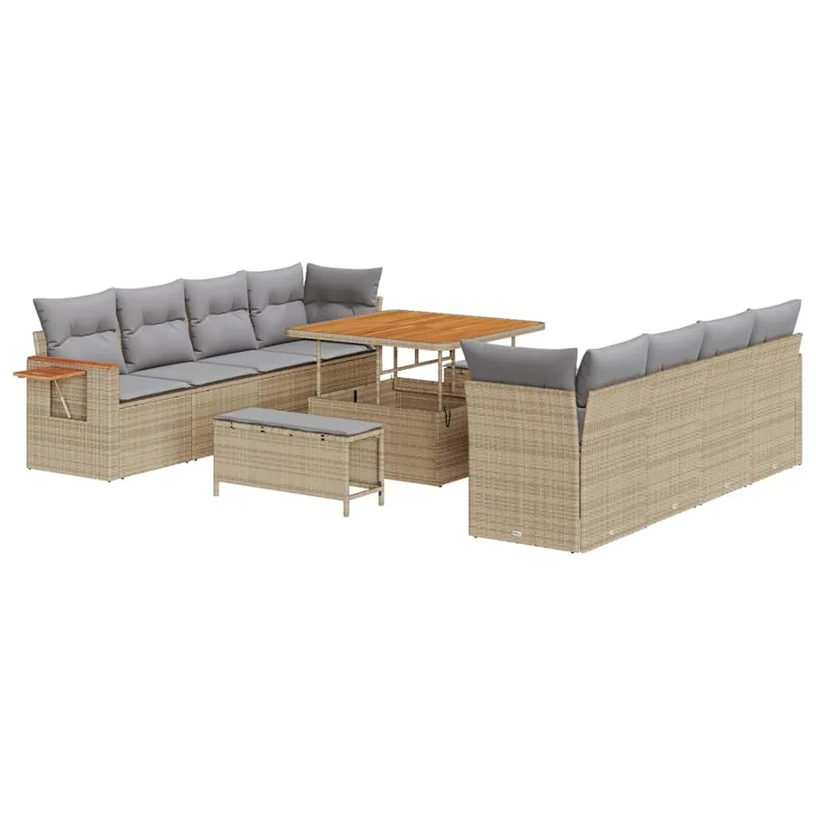Ensemble de canapé de jardin 12 pcs Beige et Gris clair - 2