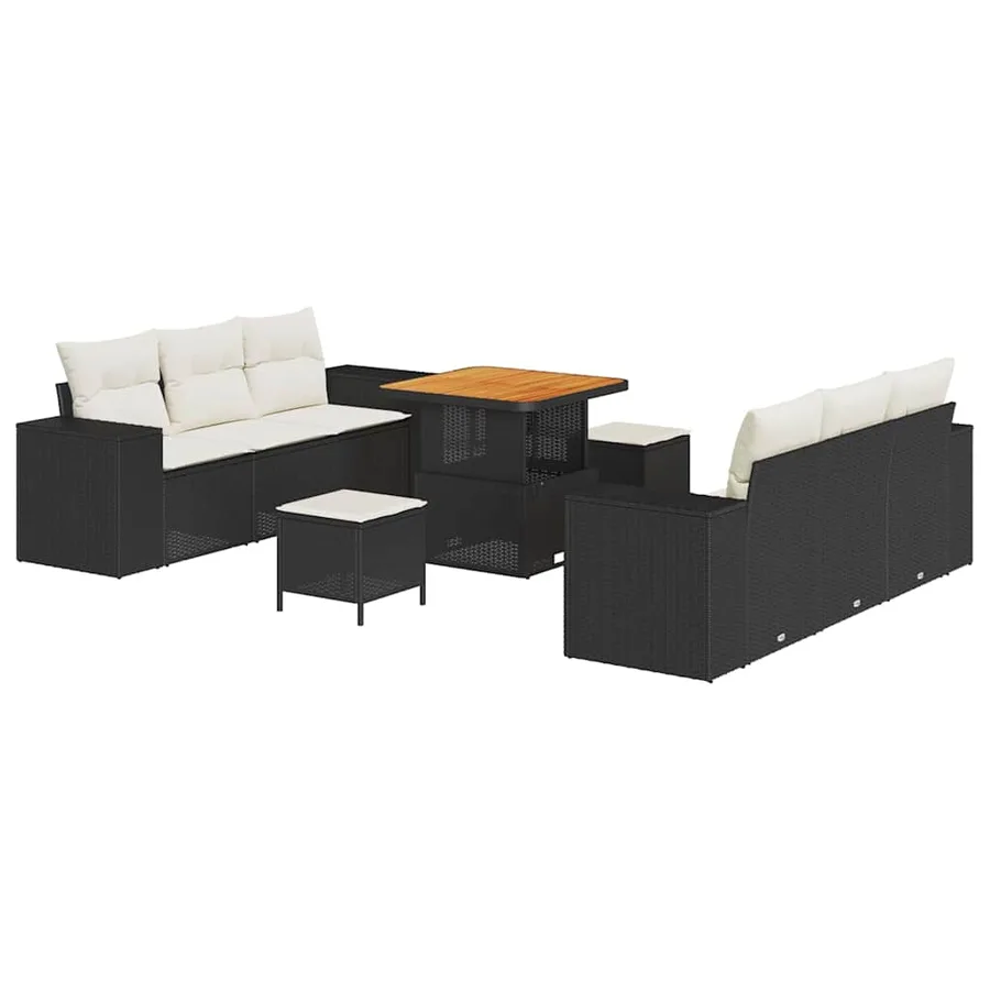 Ensemble de canapé de jardin Noir et Crème 221 x 204 x 85 cm - 2