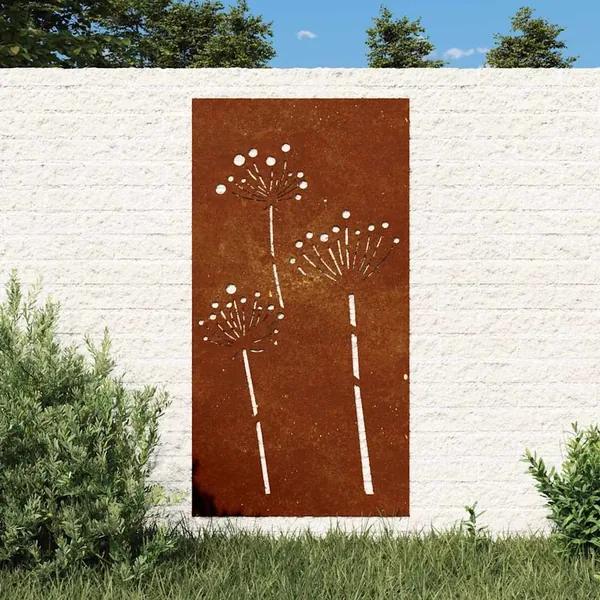 Décoration murale jardin 105x55 cm acier corten design de fleur