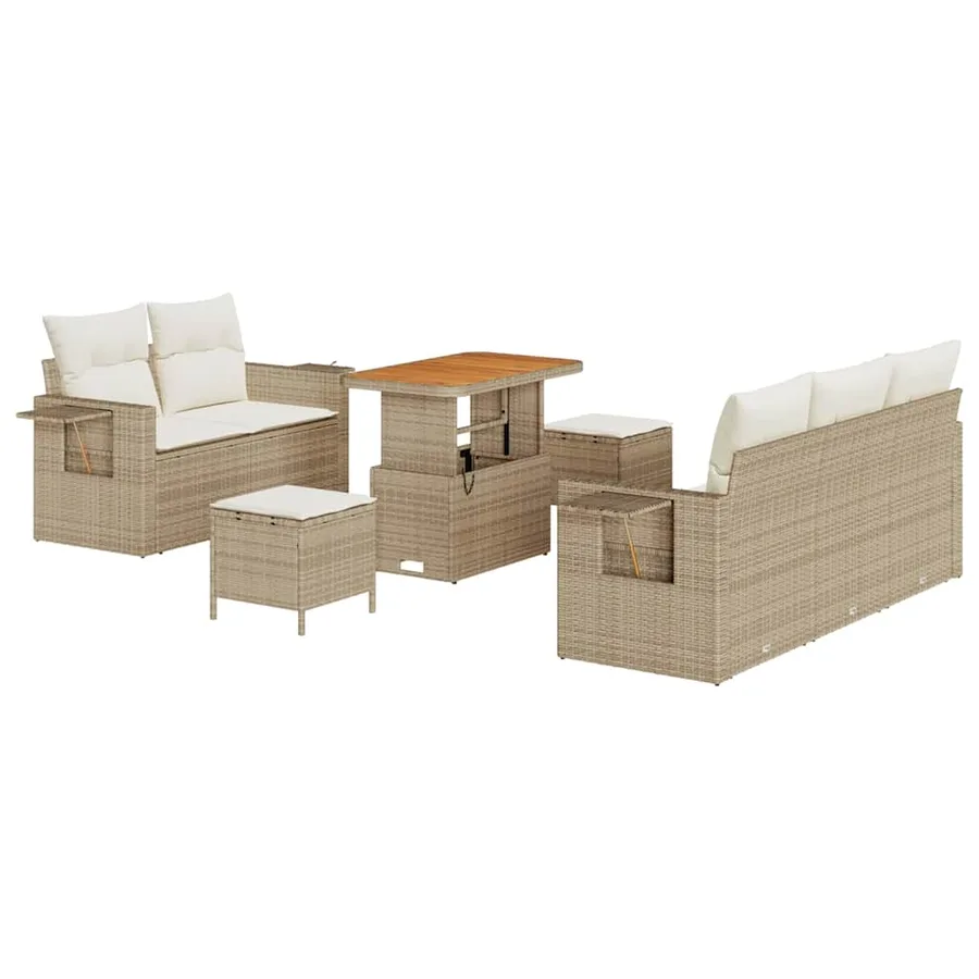 Ensemble de canapé de jardin 10 pcs Beige et crème polyrotin - 2