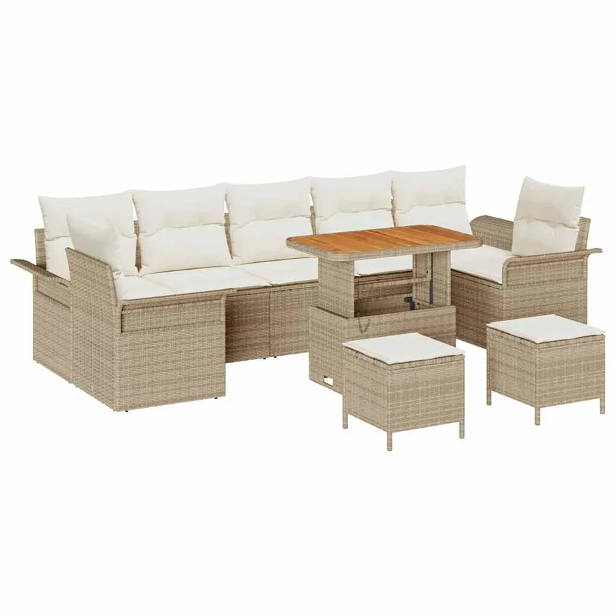 Ensemble de canapé de jardin avec coussin 10 pcs Beige et crème - 2