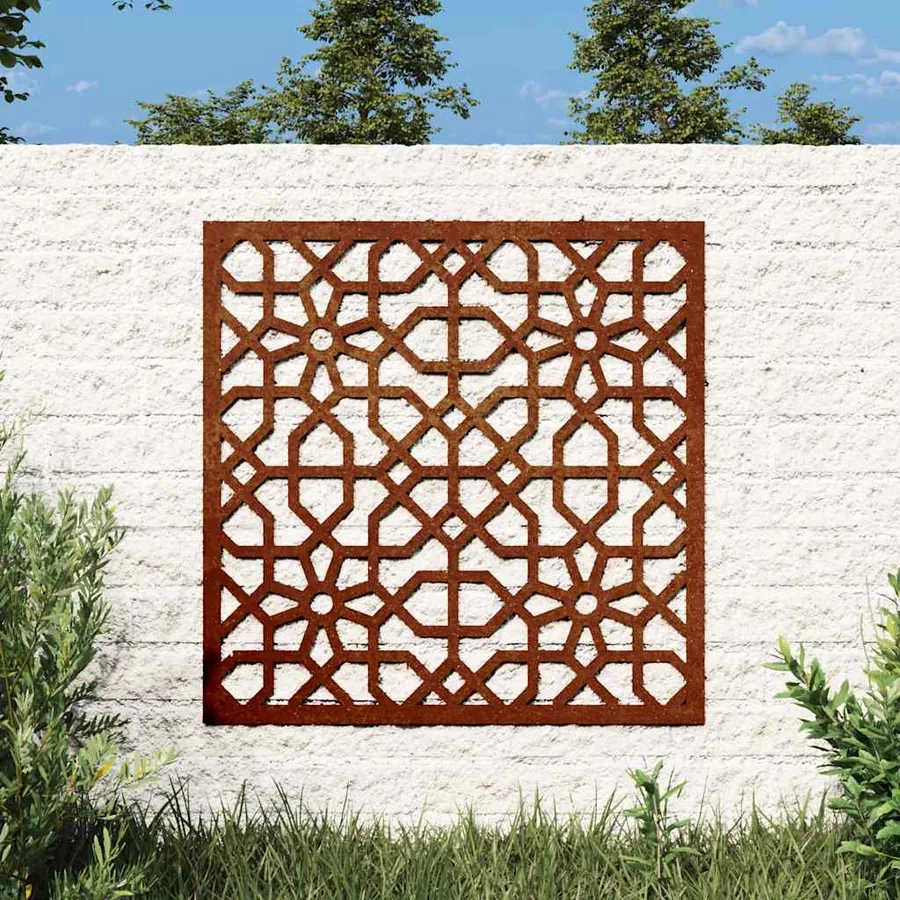 Décoration murale jardin 55x55 cm acier corten design mauresque