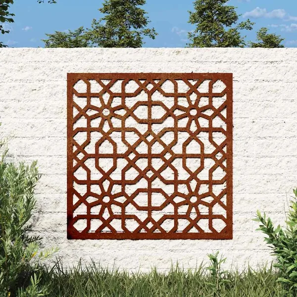 Décoration murale jardin 55x55 cm acier corten design mauresque