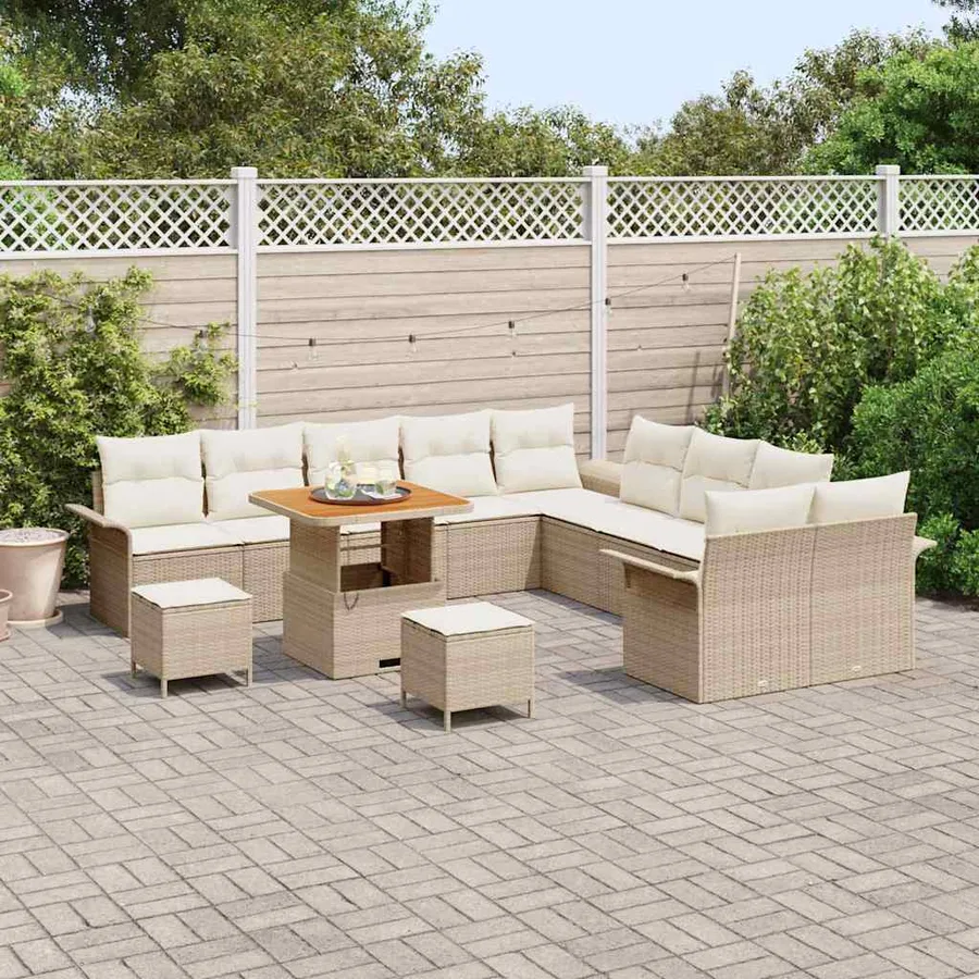 Ensemble de canapé de jardin avec coussin 13 pcs Beige et crème - 3