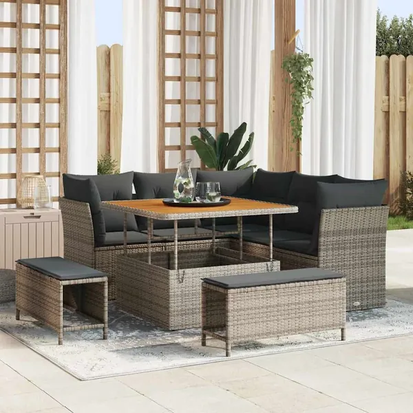 Ensemble de canapé de jardin avec coussin 8 pcs Gris