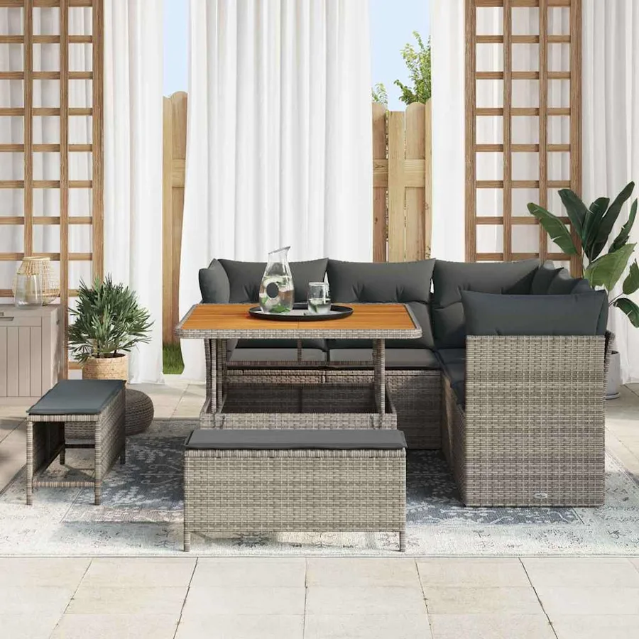 Ensemble de canapé de jardin avec coussin 8 pcs Gris - 3