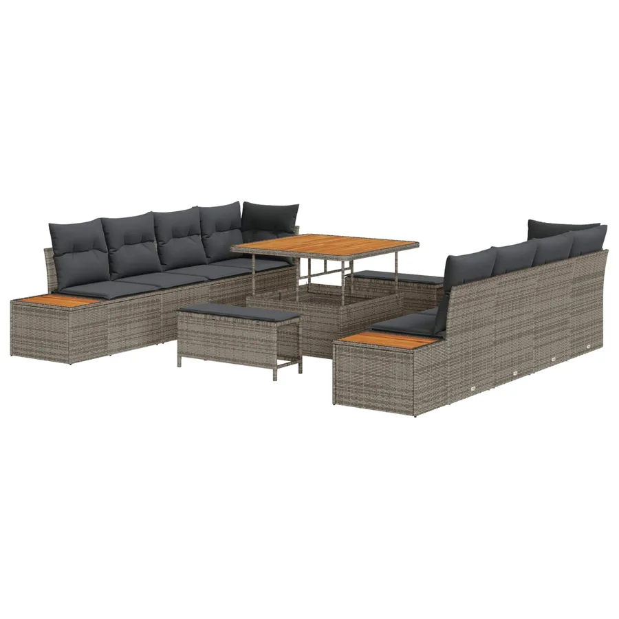 Ensemble de canapé de jardin avec coussin 11 pcs Gris - 2