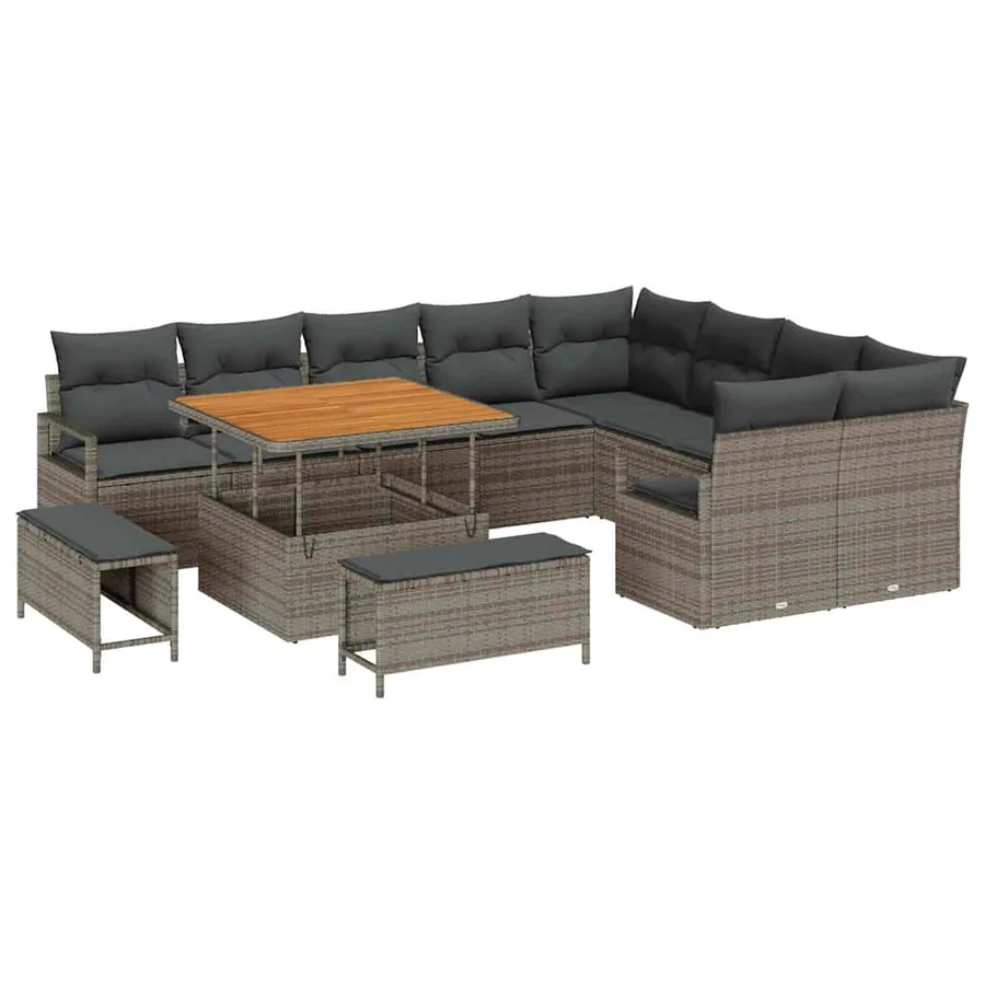 Ensemble de canapé de jardin avec coussin 12 pcs Gris - 2