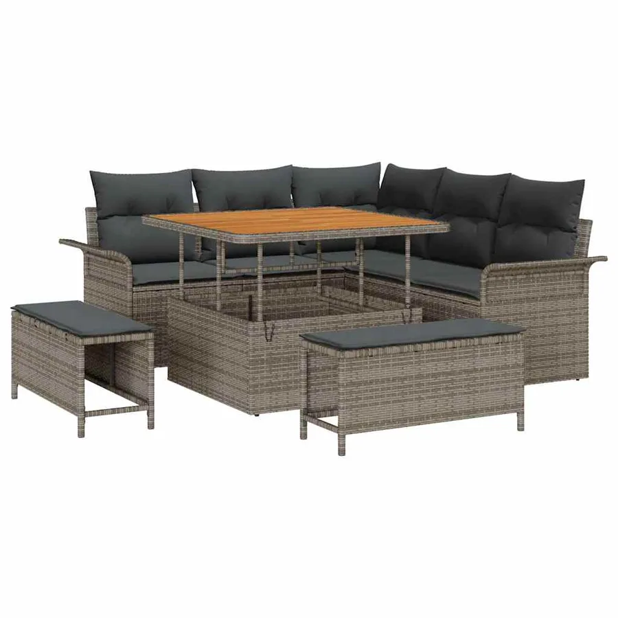 Ensemble de canapé de jardin avec coussin 8 pcs Gris - 2